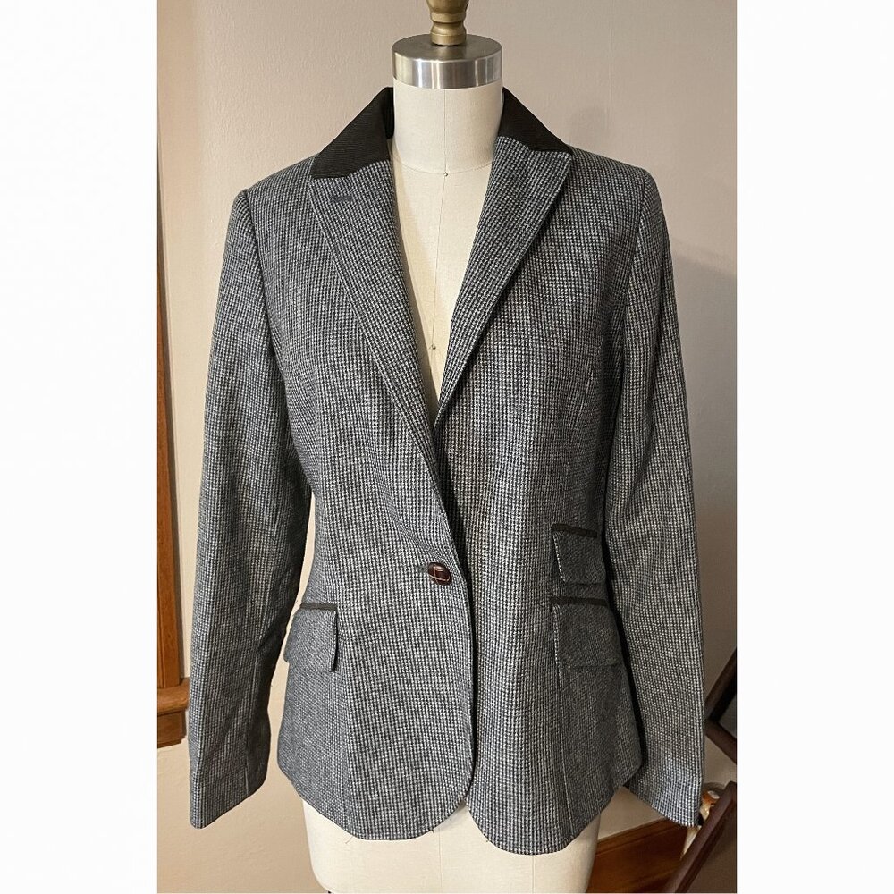 Barbour Ladies Blazer Jacket Wool Houndstooth Tweed US 6 UK 10
